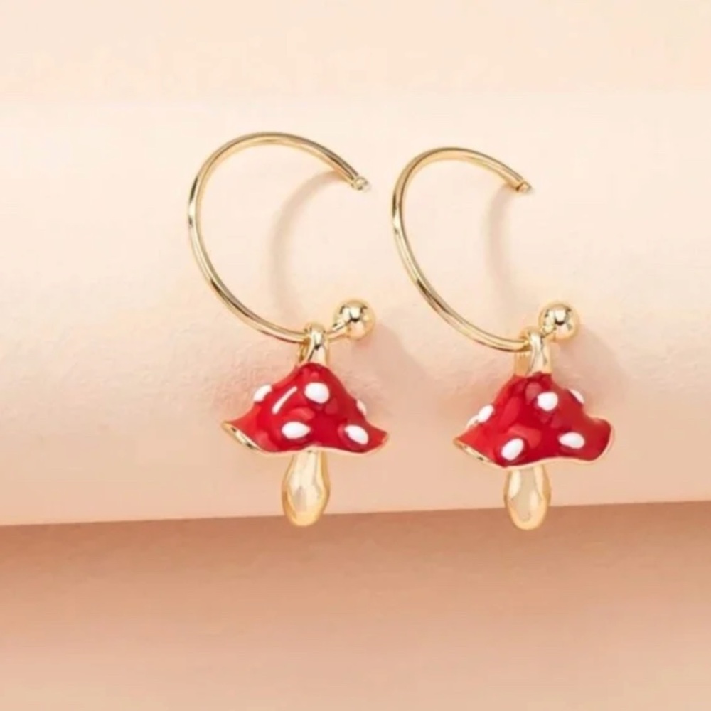 ❤️ FREE Mushroom Plants Floral Boho Peasant Hipster Hippie Pop Art Deco Earrings